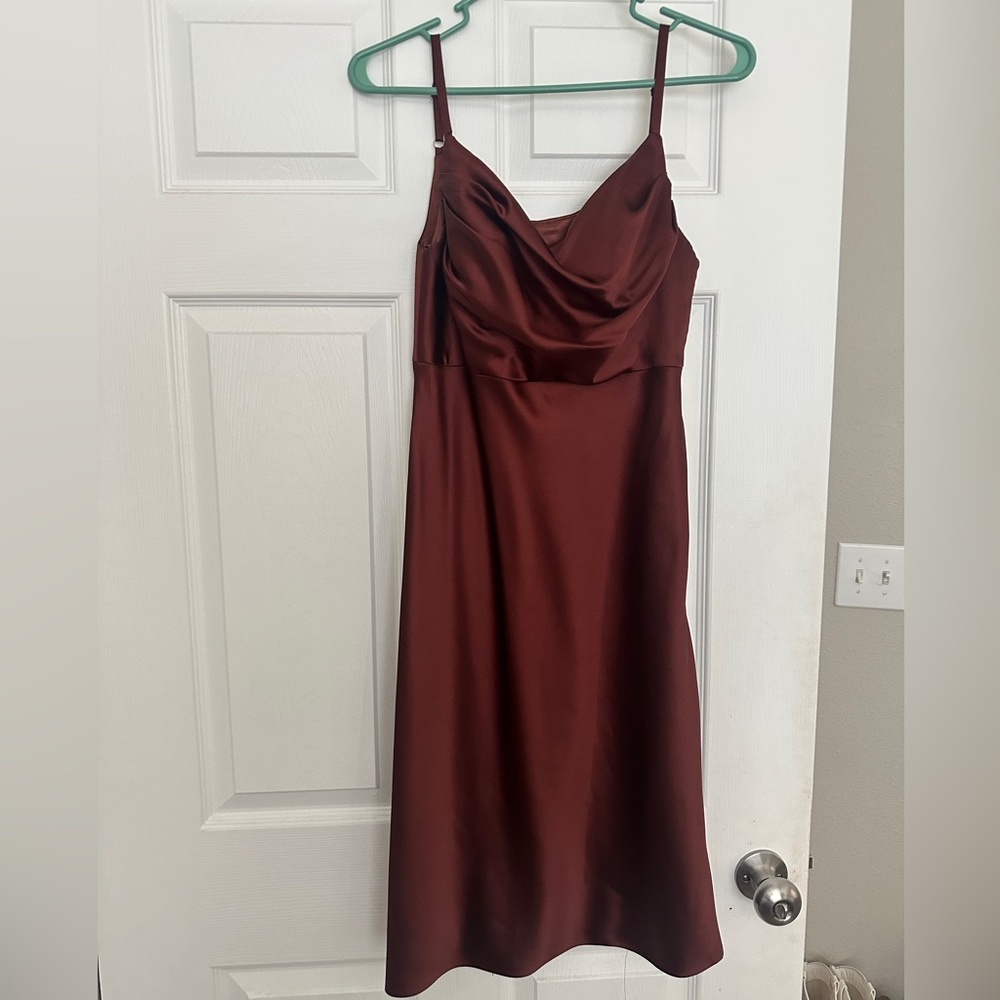 Maroon Satin MIDI dress